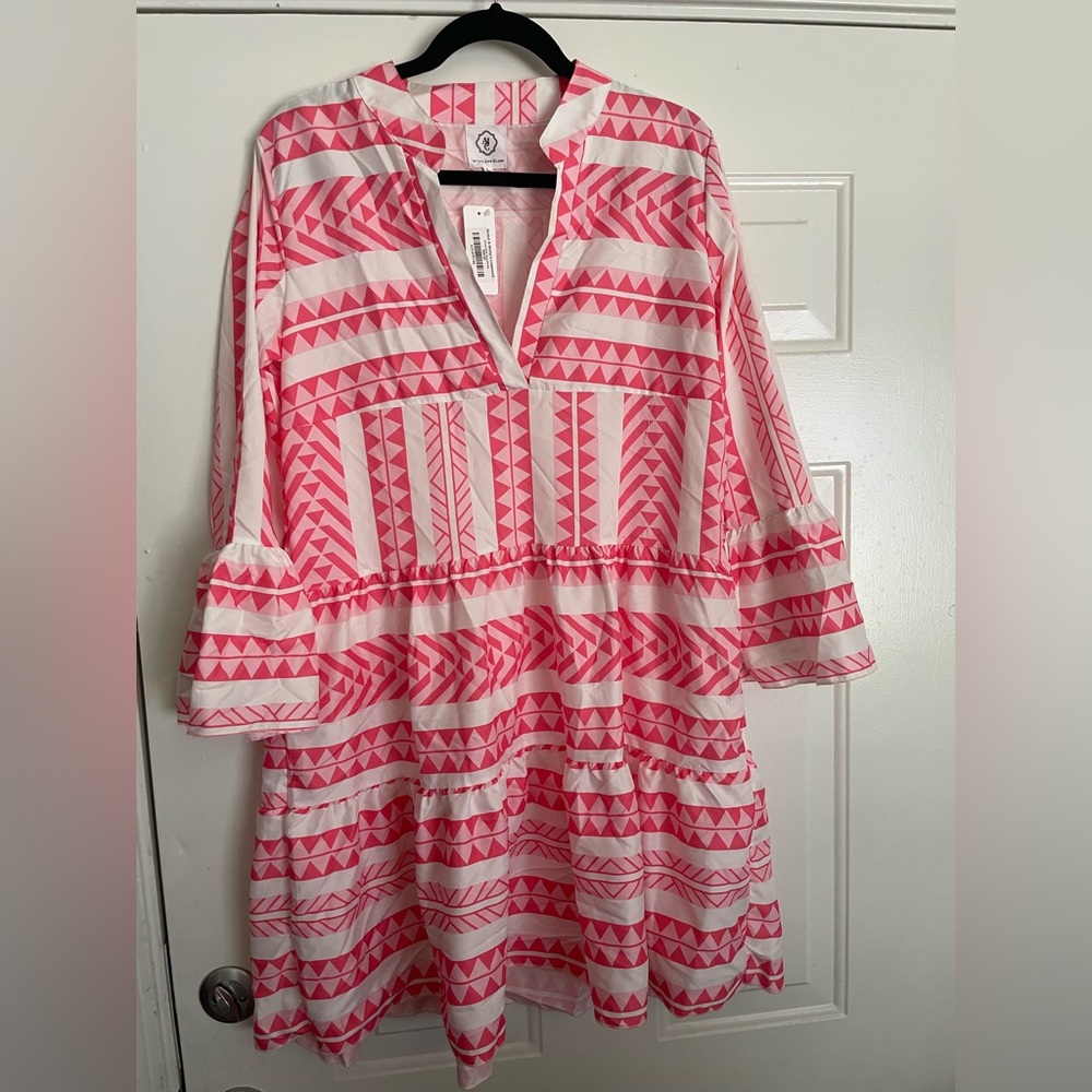 Neon Coral Patterned Dress